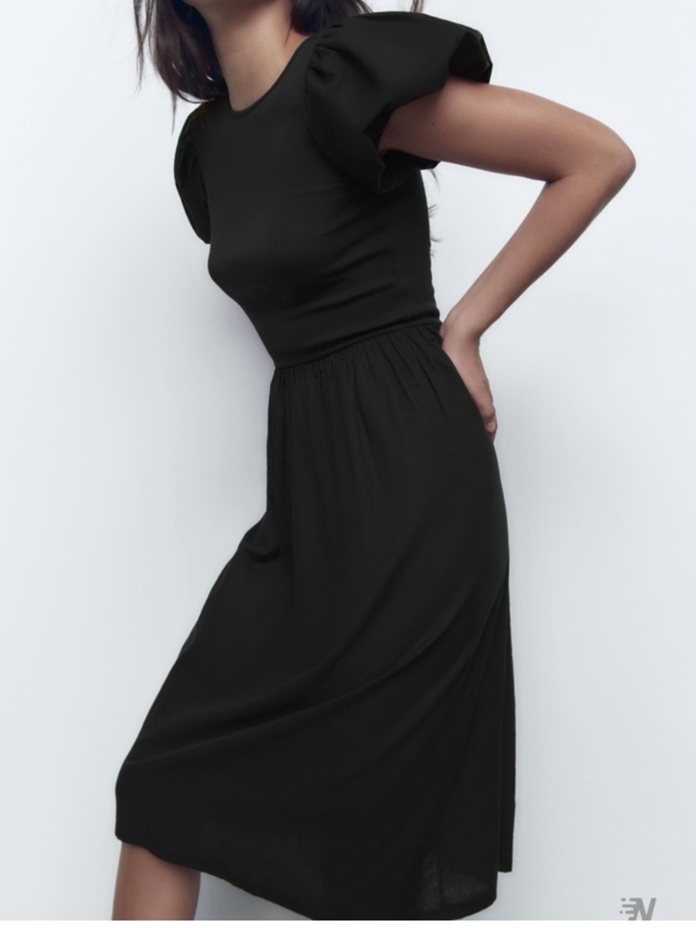 ZARA MIDI Puff sleeve dress - Picture 2 of 10